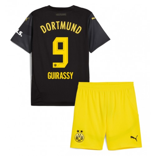 Otroški Nogometni dresi Borussia Dortmund Serhou Guirassy #9 Gostujoči 2024-25 Kratek Rokav (+ Kratke hlače)